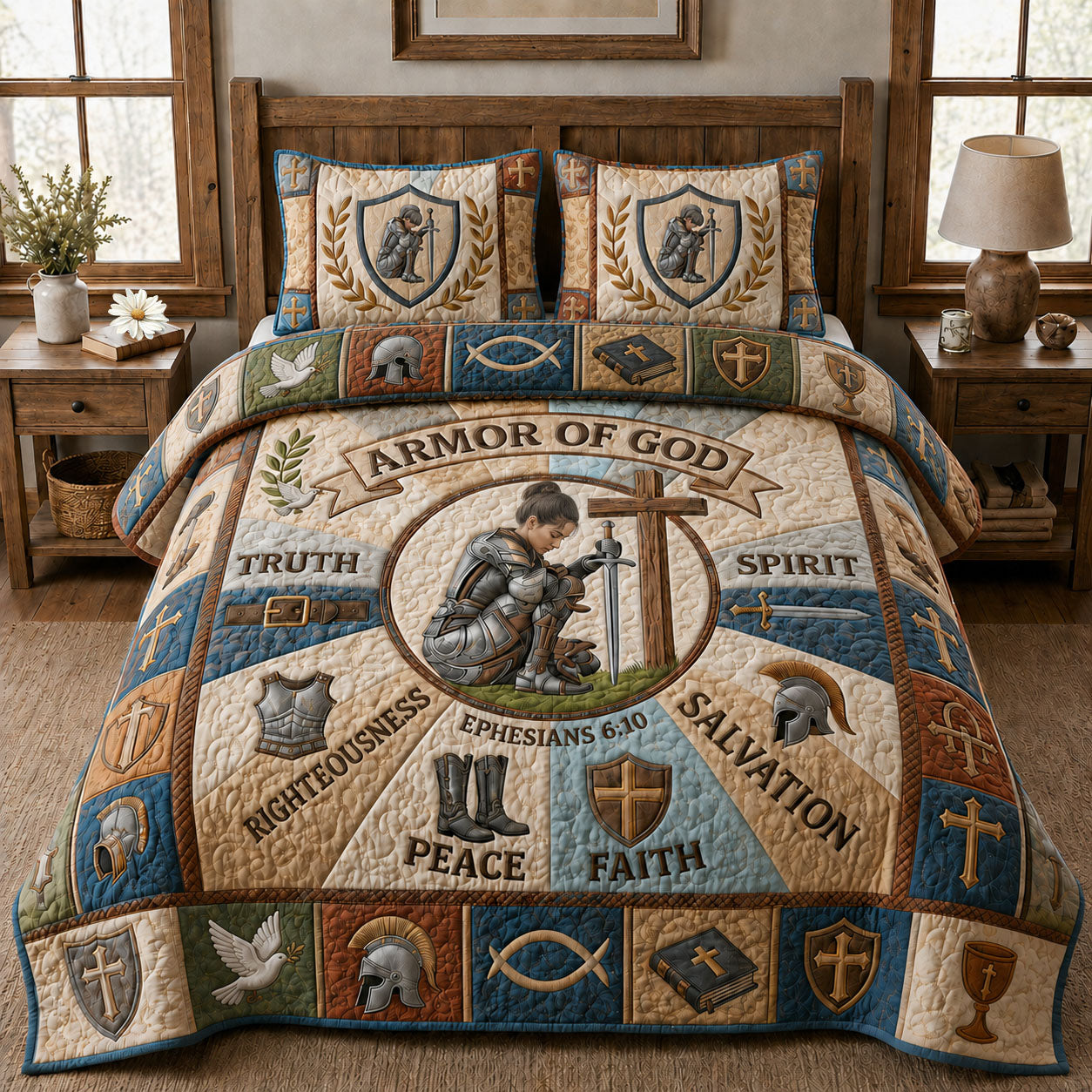 Armor Of God 3-Piece Quilted Bedding Set GFTOPND924