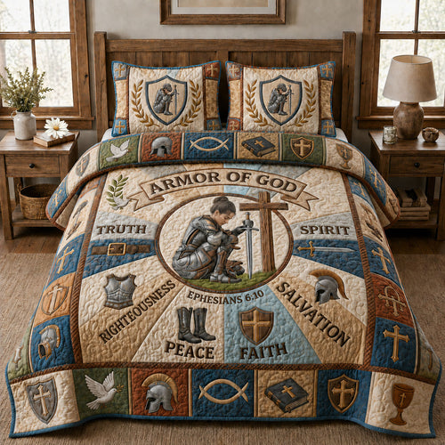 Armor Of God 3-Piece Quilted Bedding Set GFTOPND924