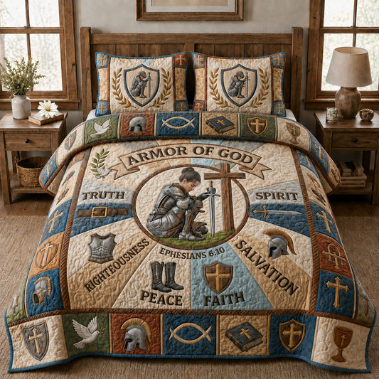 Armor Of God 3-Piece Quilted Bedding Set GFTOPND924