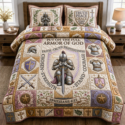 Woman Armor Of God 3-Piece Quilted Bedding Set GFTOPND925