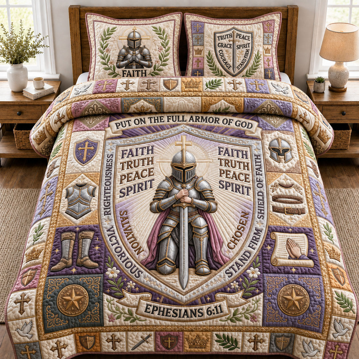 Woman Armor Of God 3-Piece Quilted Bedding Set GFTOPND926