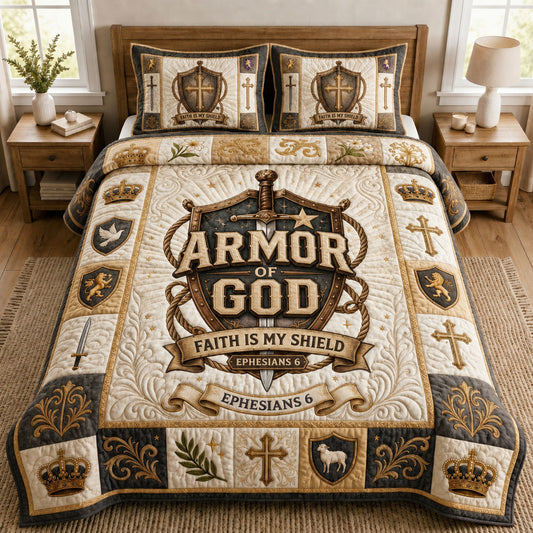 Armor Of God 3-Piece Quilted Bedding Set GFTOPND929