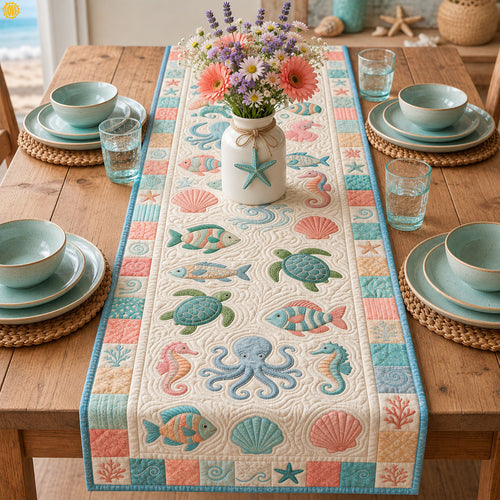Coastal Aesthetic Quilted Table Runner GFTOPND93