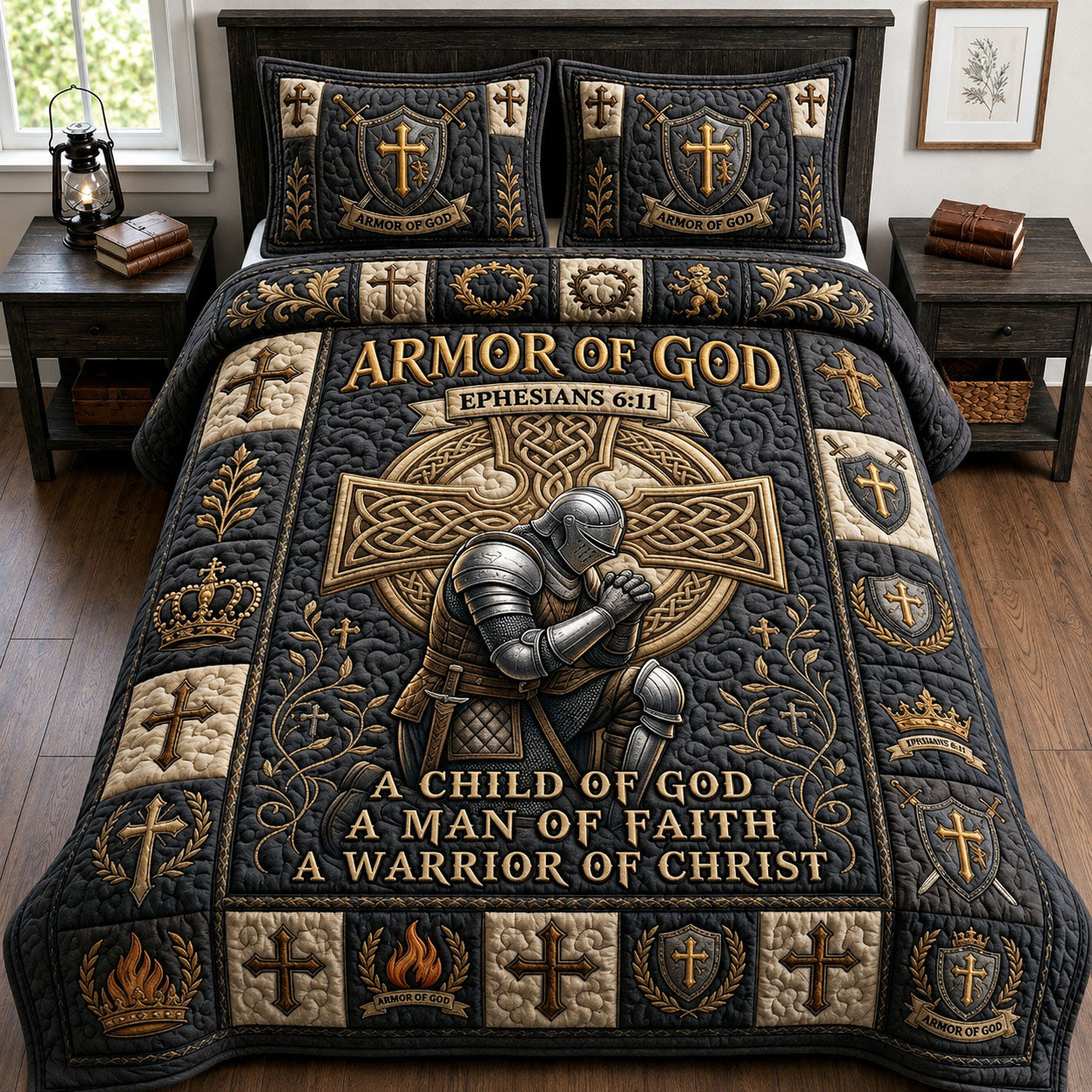 Armor Of God 3-Piece Quilted Bedding Set GFTOPND931