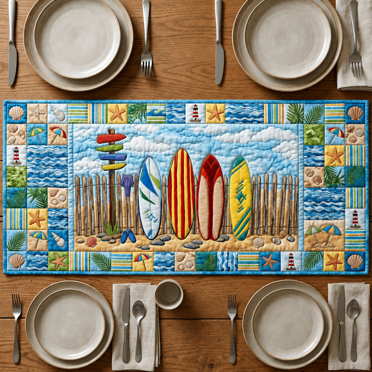 Summer Surfboard  Quilted Table Runner GFTOPND96
