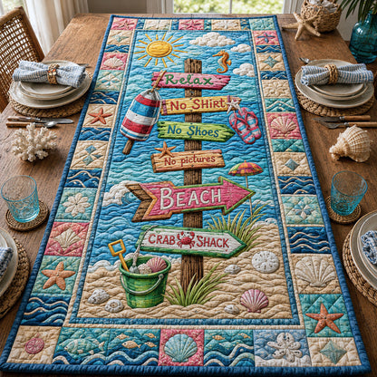 Beach Sign Flag Quilted Table Runner GFTOPND98