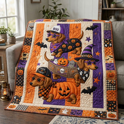 Halloween Dachshund Quilted Blanket GFTOPND981
