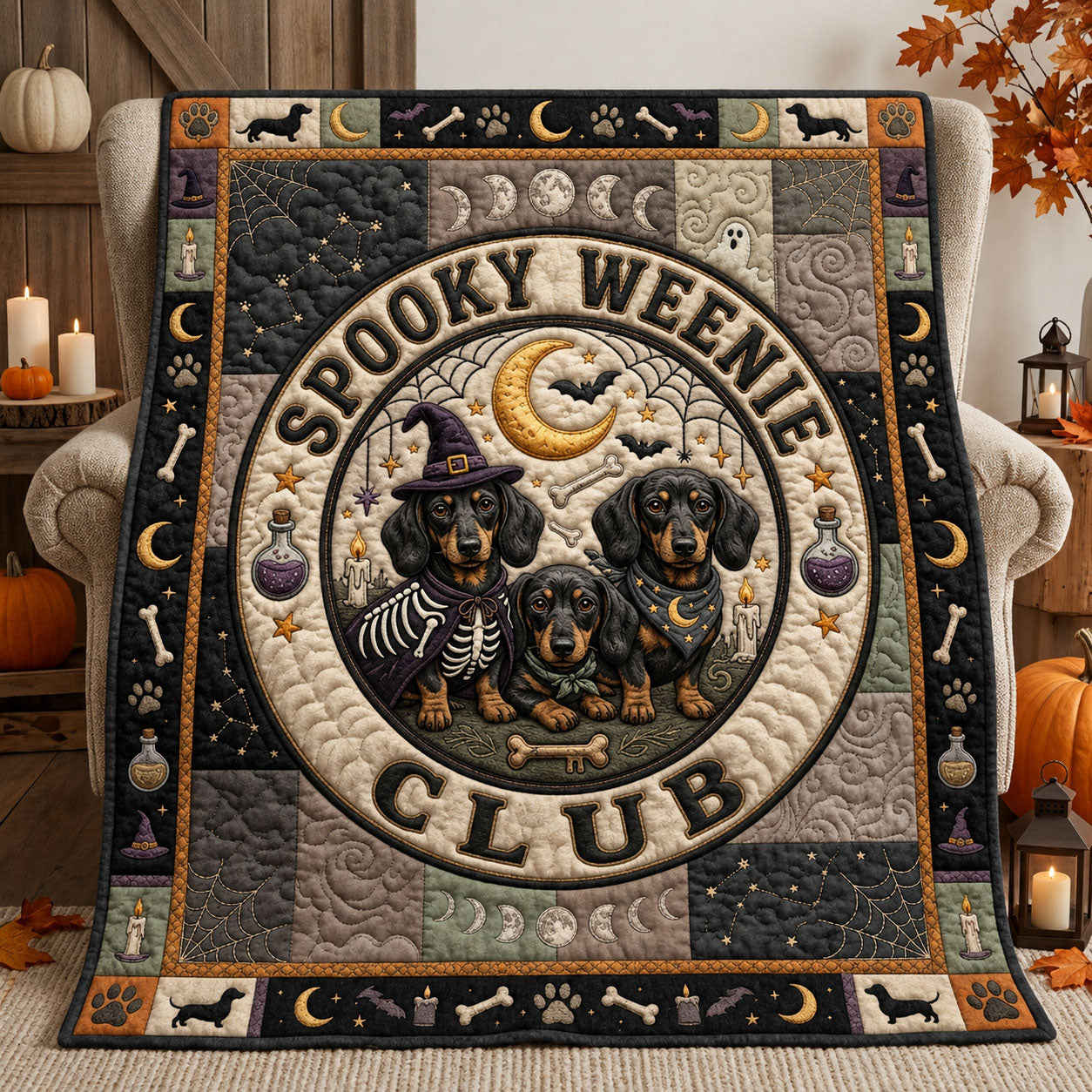 Spooky Weenie Club Quilted Blanket GFTOPND983