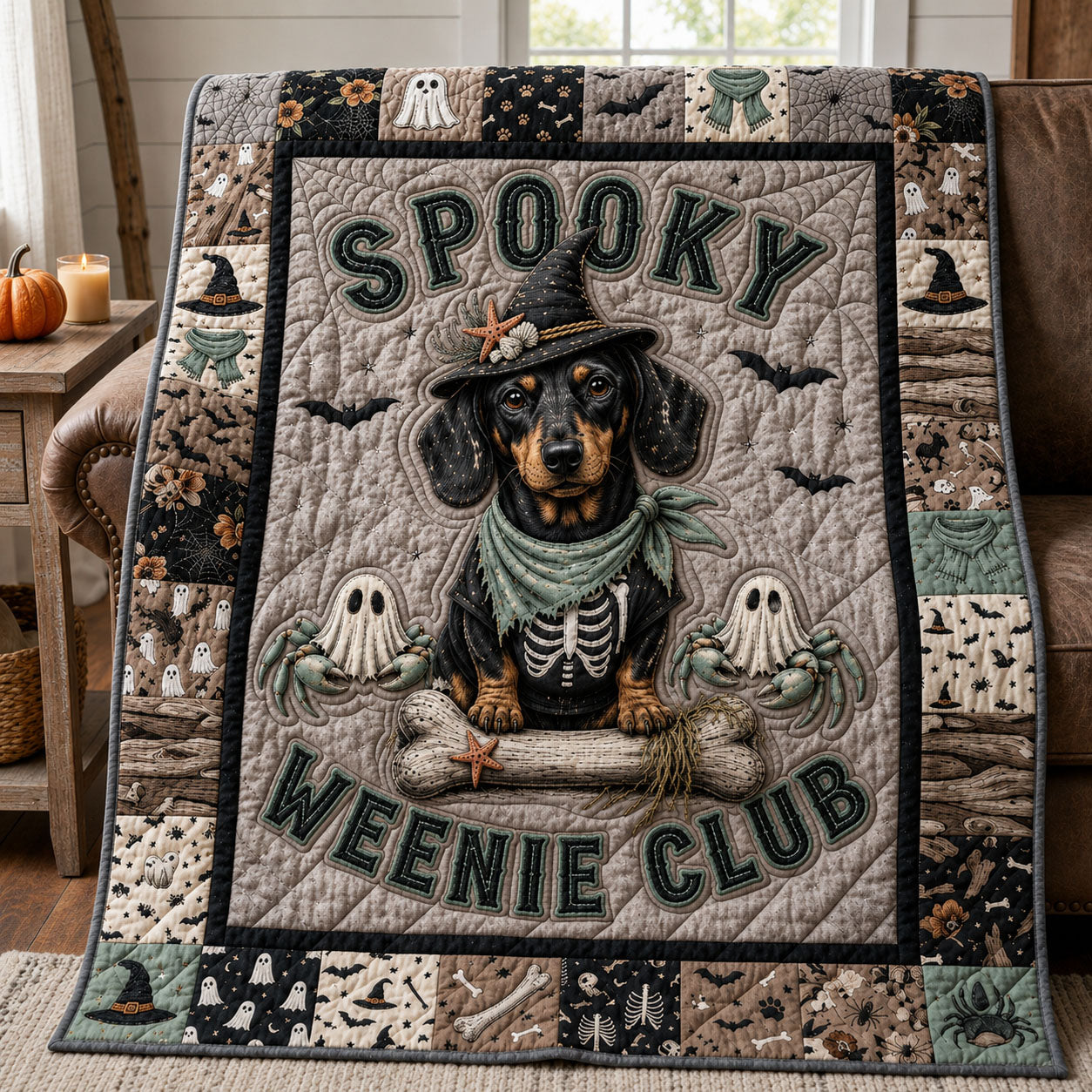 Spooky Weenie Club Quilted Blanket GFTOPND984