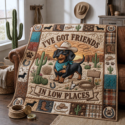 Western Wiener Dog Quilted Blanket GFTOPND985