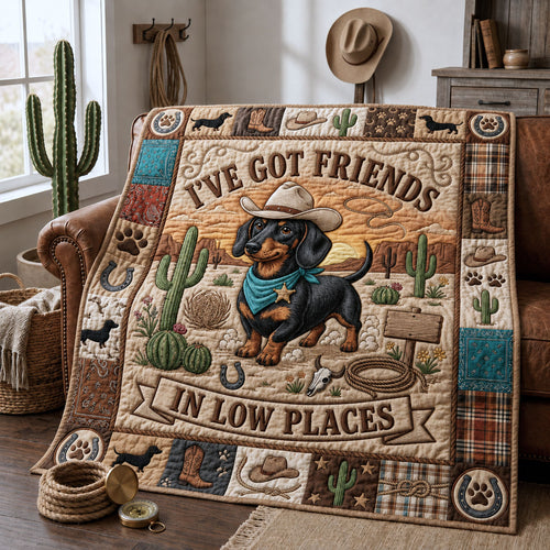 Western Wiener Dog Quilted Blanket GFTOPND985