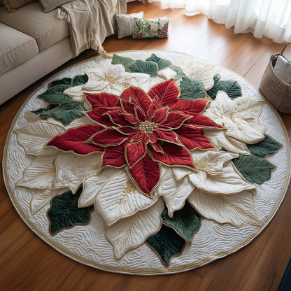 Poinsettia Blossom Quilted Round Mat GFTOQA01