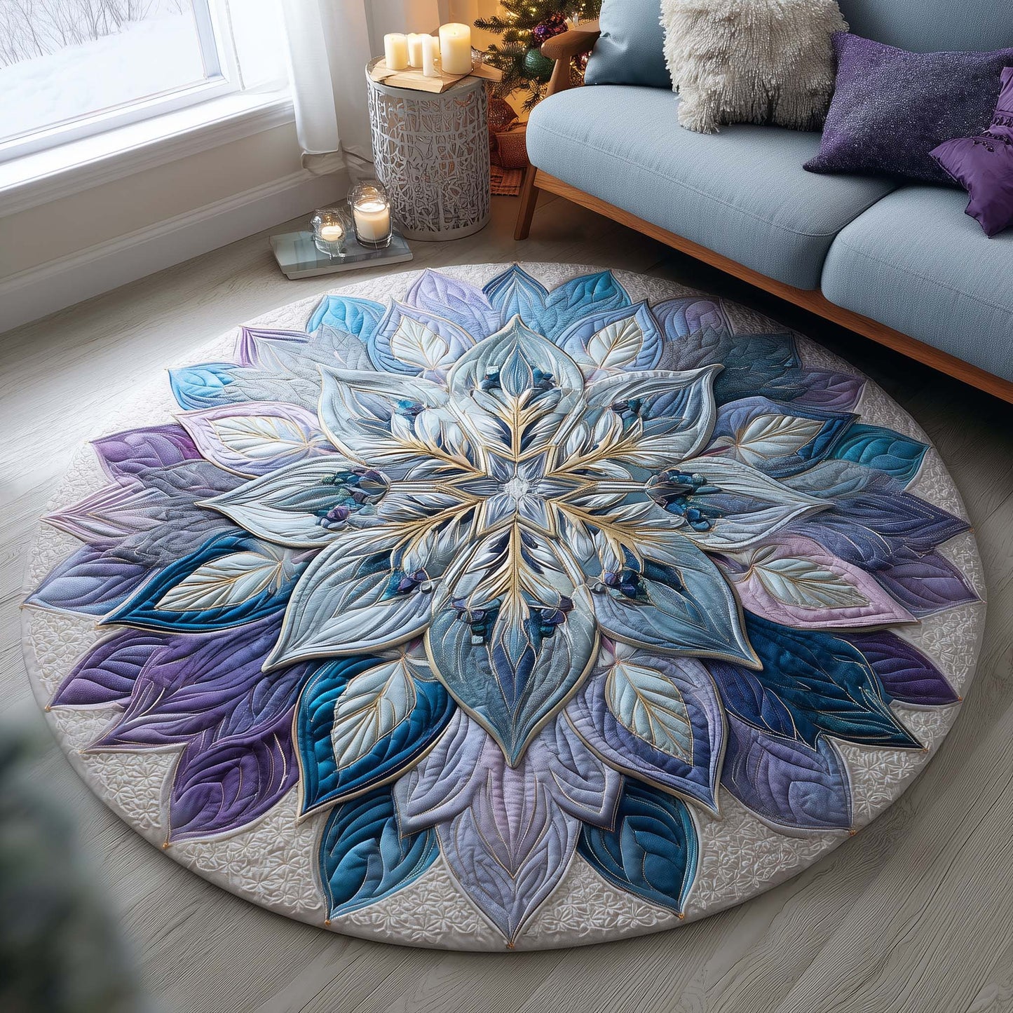 Frosted Aurora Quilted Round Mat GFTOQA04