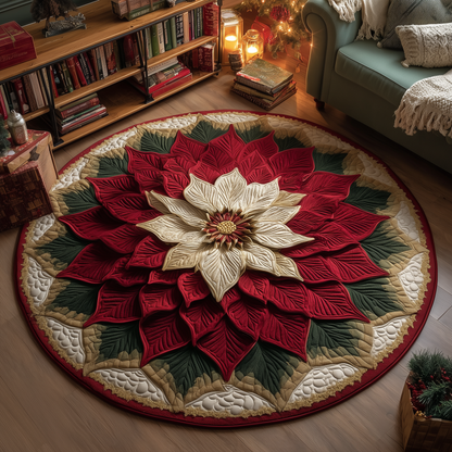 Poinsettia Bloom Quilted Round Mat GFTOQA09