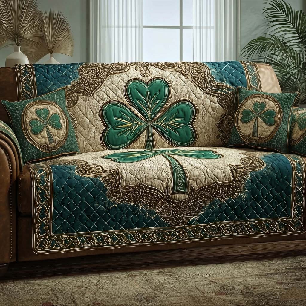 Emerald Beauty Quilted Sofa Cover GFTOQA1013
