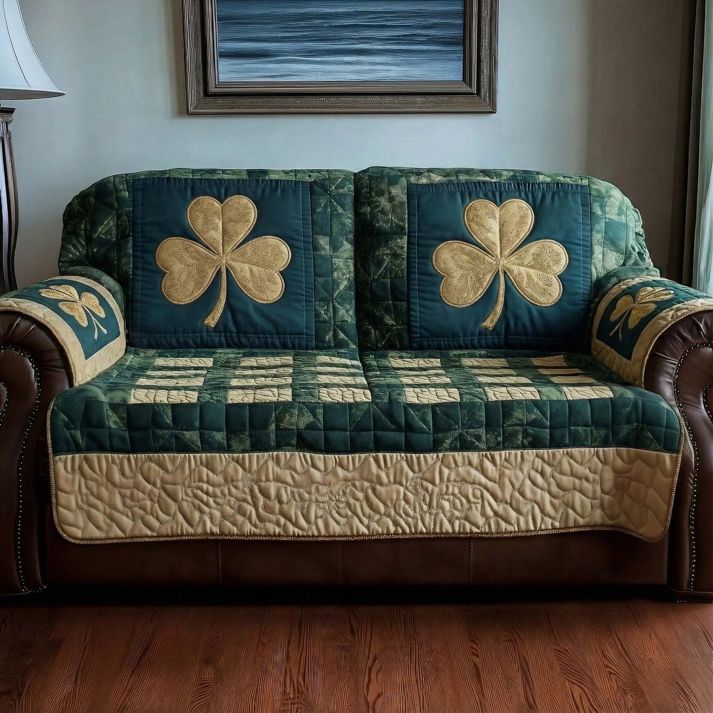 Emerald Beauty Quilted Sofa Cover GFTOQA1016