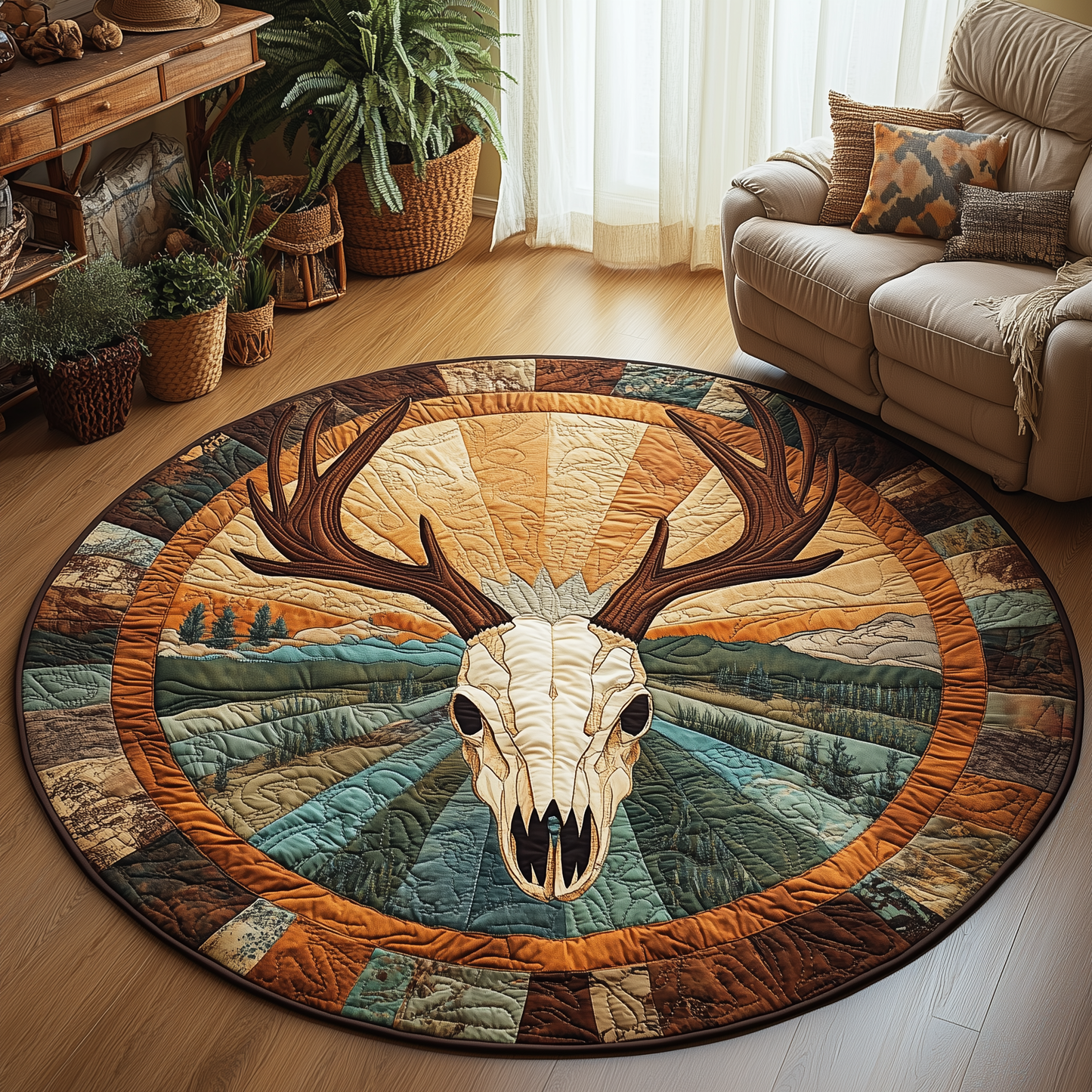 Deer Serenity Quilted Round Mat GFTOQA1042
