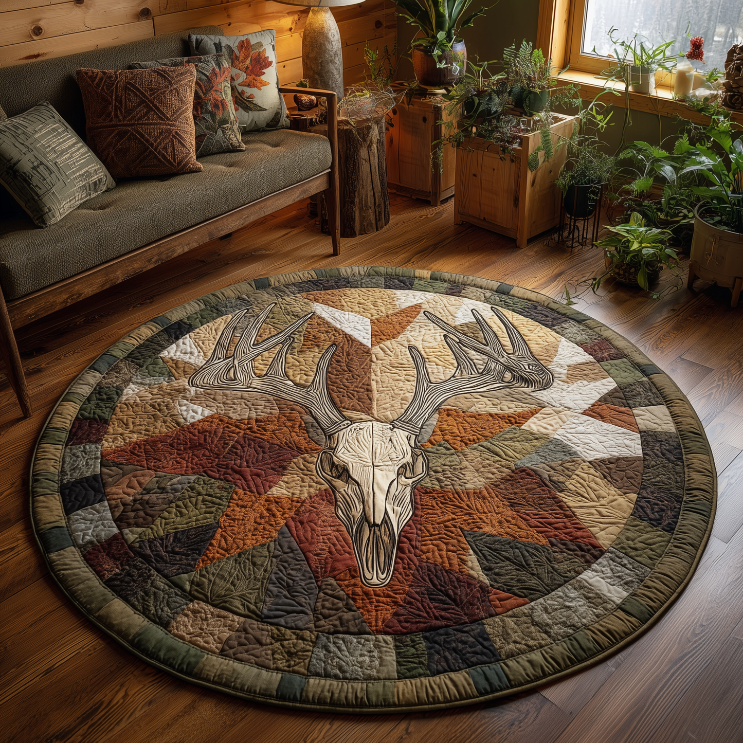 Deer Serenity Quilted Round Mat GFTOQA1043