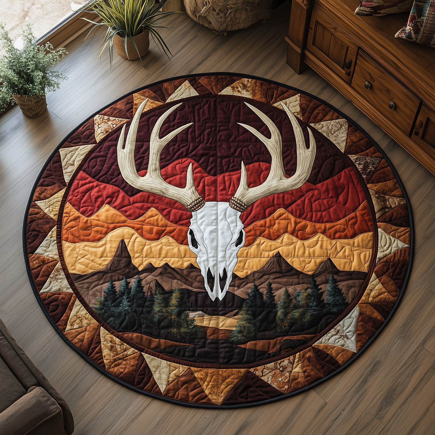 Crimson Mesa Quilted Round Mat GFTOQA1048