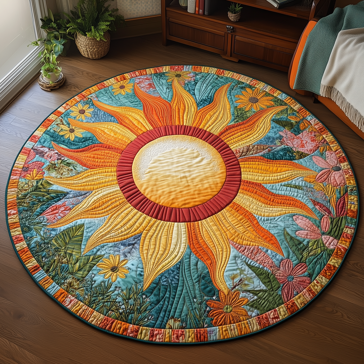 Radiant Bloom Quilted Round Mat GFTOQA1050