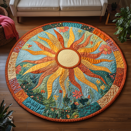 Golden Bloom Quilted Round Mat GFTOQA1051