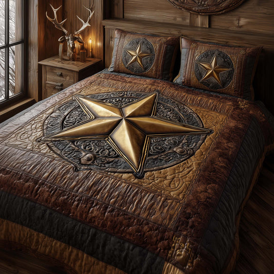 Sheriff Star 3-Piece Quilted Bedding Set GFTOQA1092