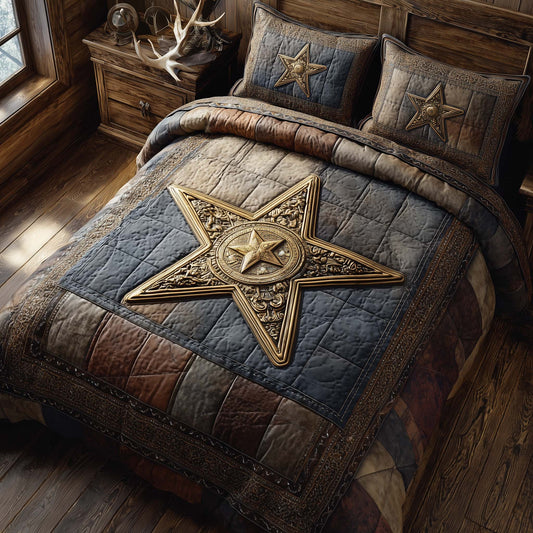 Sheriff Star 3-Piece Quilted Bedding Set GFTOQA1093
