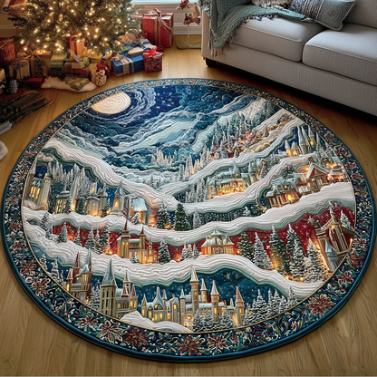 Enchanted Winter Village Quilted Round Mat GFTOQA10