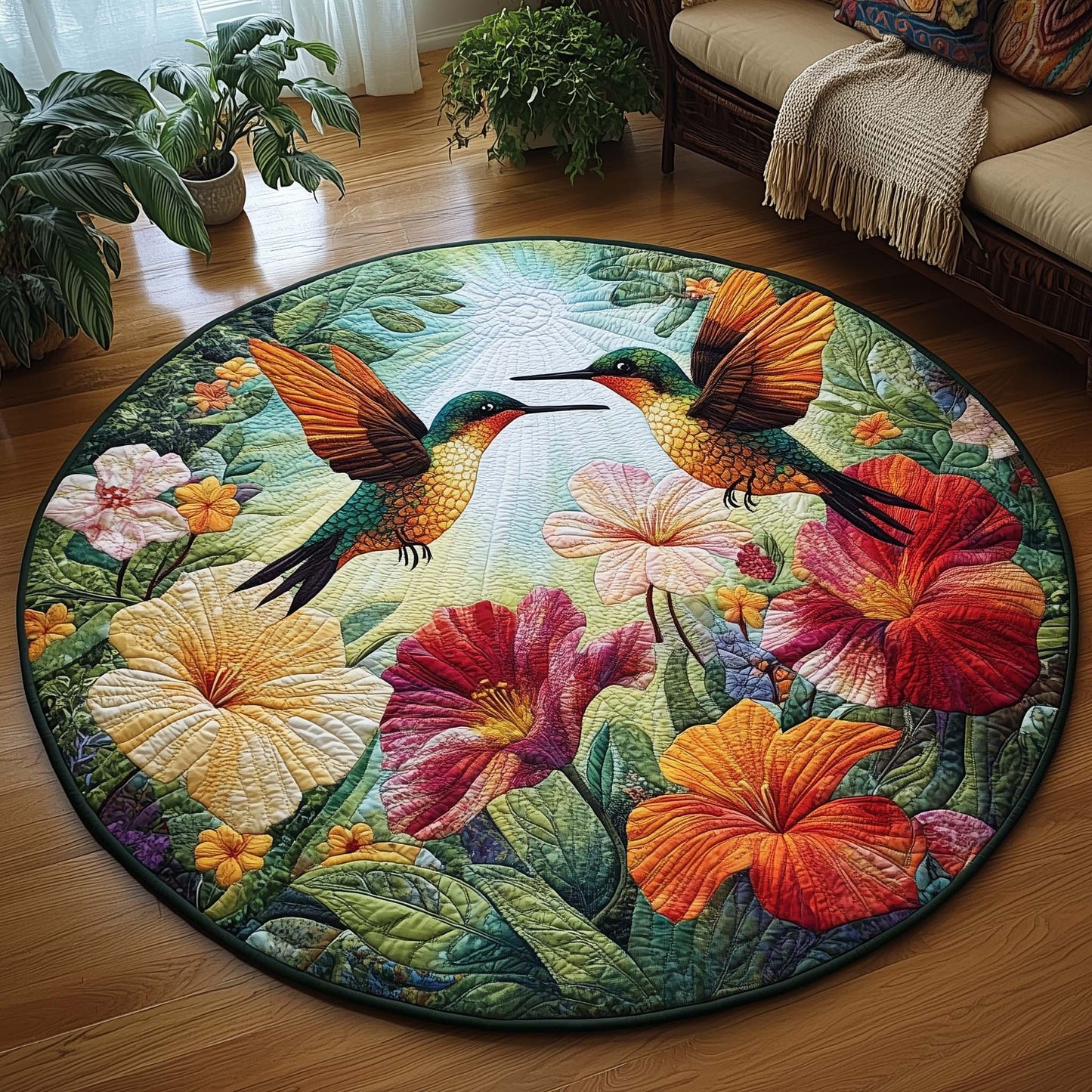 Spring Hummingbird Quilted Round Mat GFTOQA1122