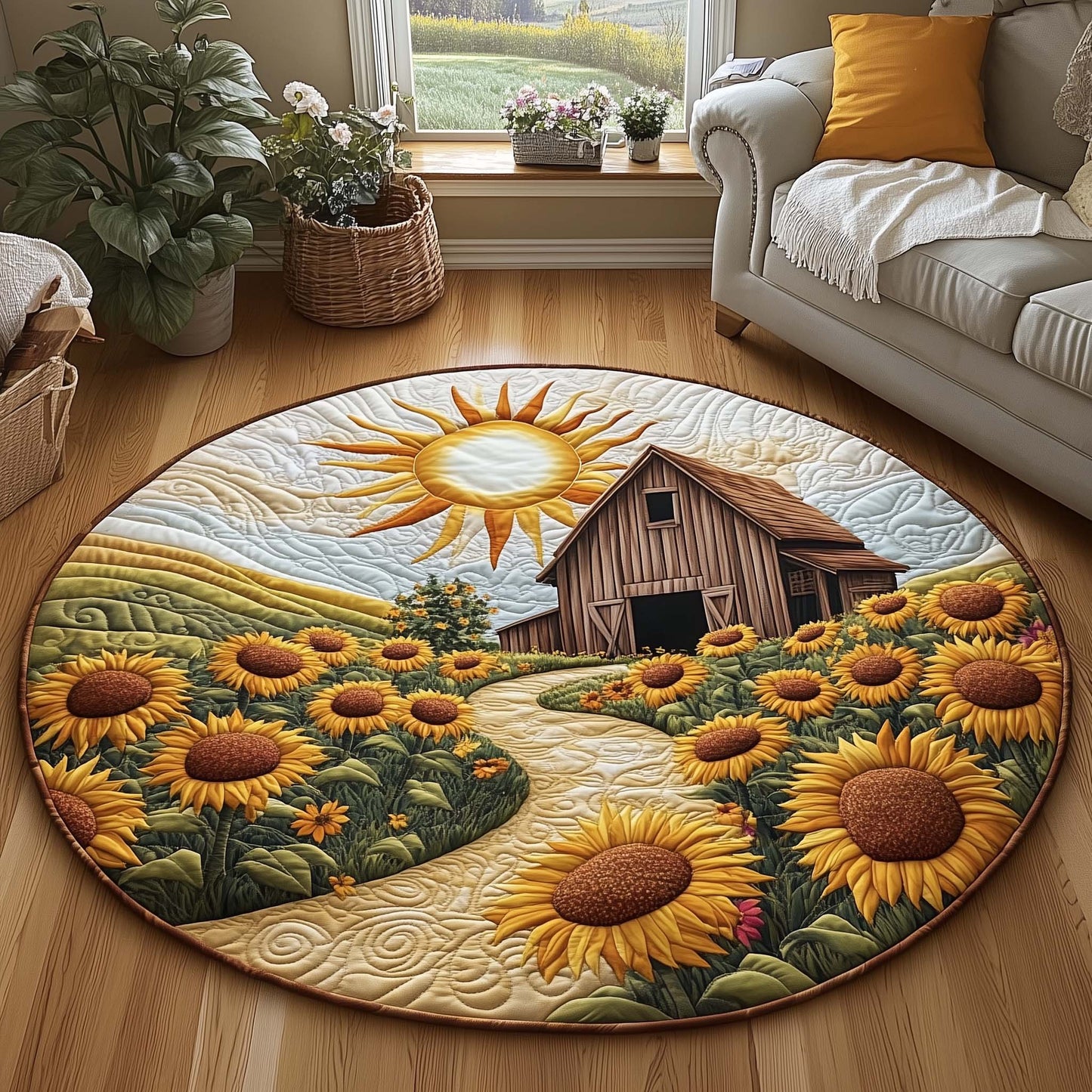 Barn Serenity Quilted Round Mat GFTOQA1195