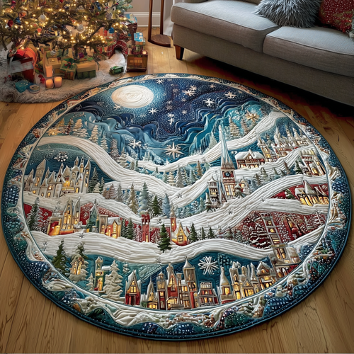 Starlit Alpine Village Quilted Round Mat GFTOQA11