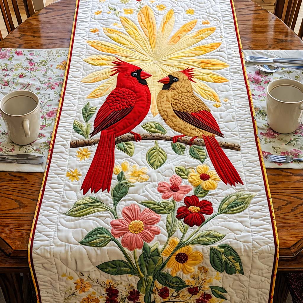 Spring Cardinal Quilted Table Runner GFTOQA1253