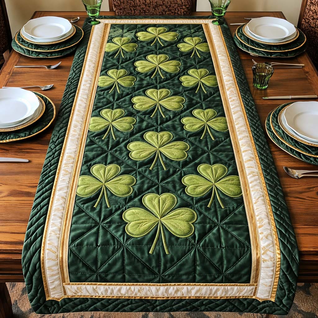 Festive Shamrock Quilted Table Runner GFTOQA1256