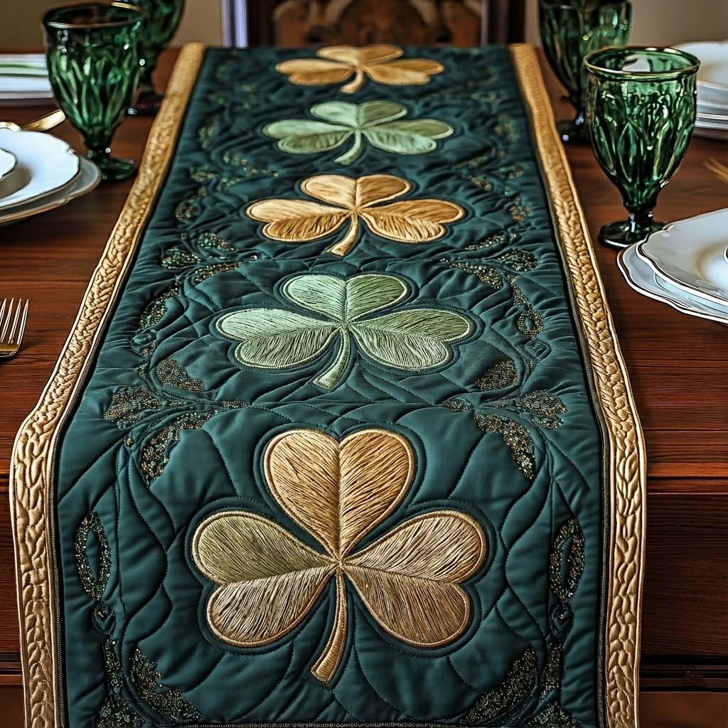 Festive Shamrock Quilted Table Runner GFTOQA1259