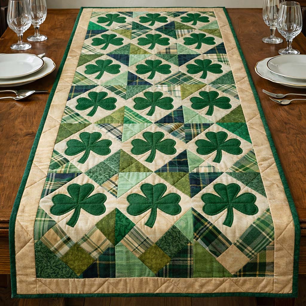 Festive Shamrock Quilted Table Runner GFTOQA1266