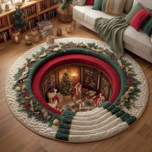 Hidden Library Quilted Round Mat GFTOQA12