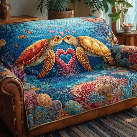 Turtle Couple Quilted Sofa Cover GFTOQA1315