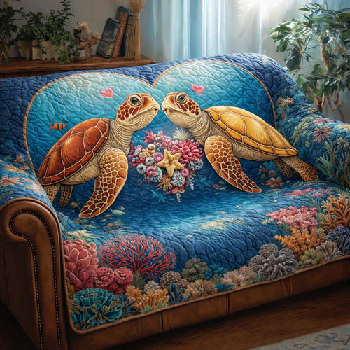 Turtle Couple Quilted Sofa Cover GFTOQA1316