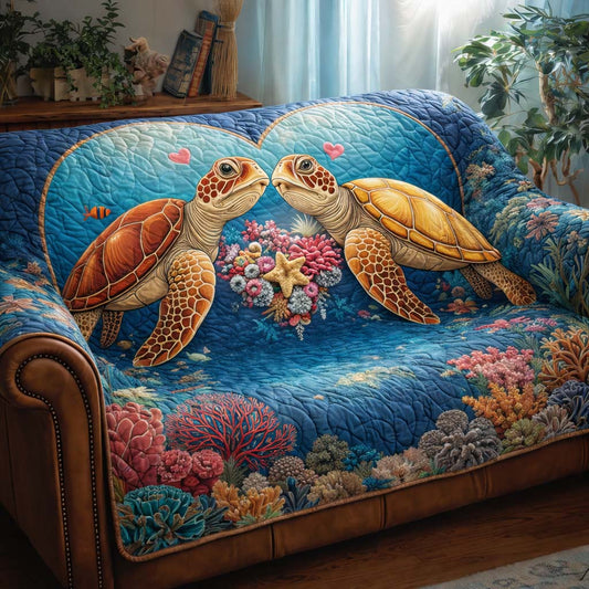 Turtle Couple Quilted Sofa Cover GFTOQA1316