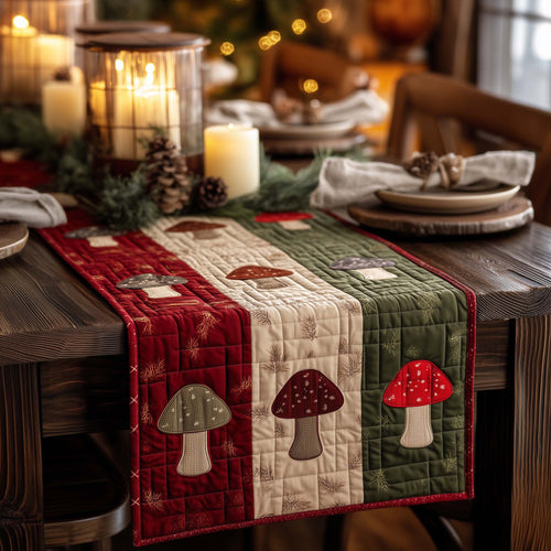 Colorful Mushroom Quilted Table Runner GFTOQA131