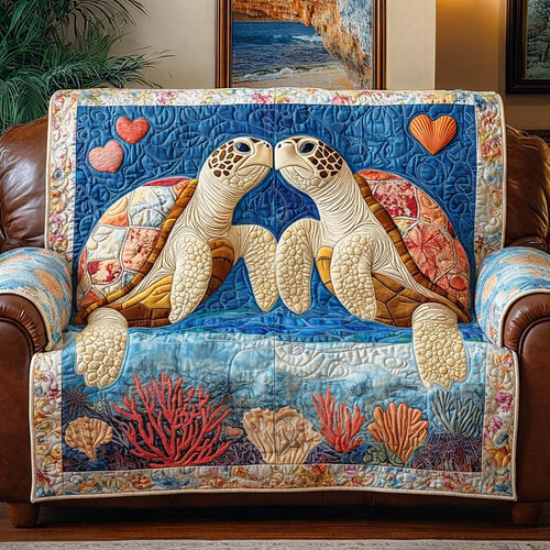 Turtle Couple Quilted Sofa Cover GFTOQA1323