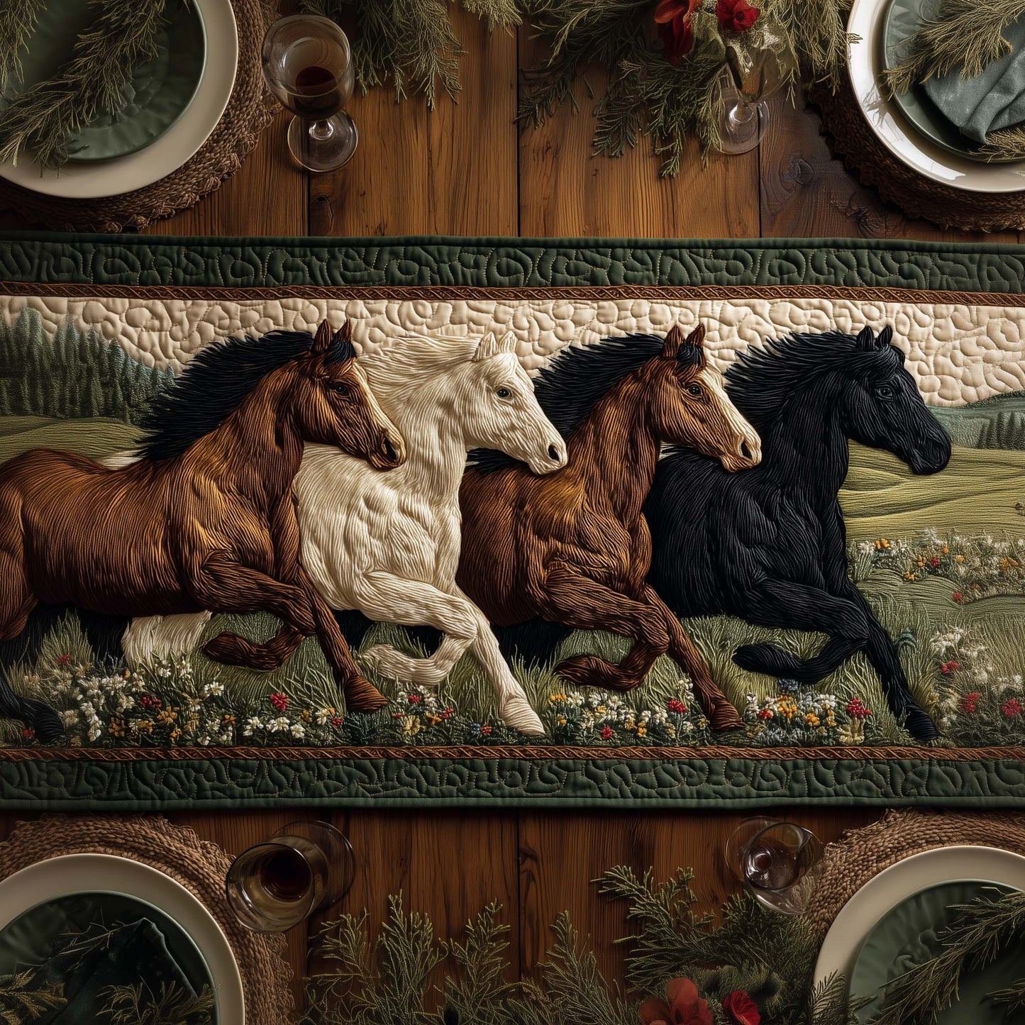 Horse Parade Quilted Table Runner GFTOQA1364