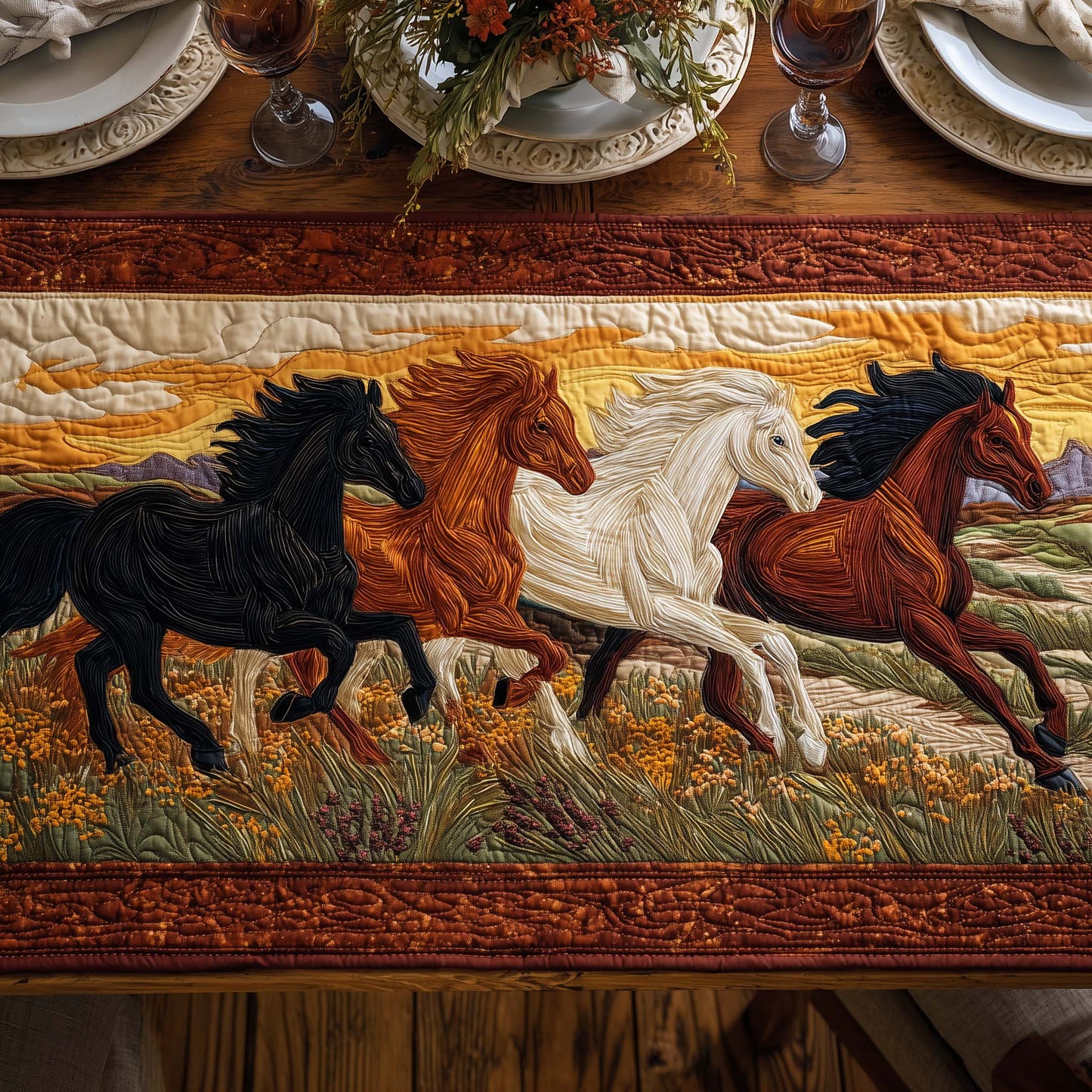Sunset Stampede Quilted Table Runner GFTOQA1365