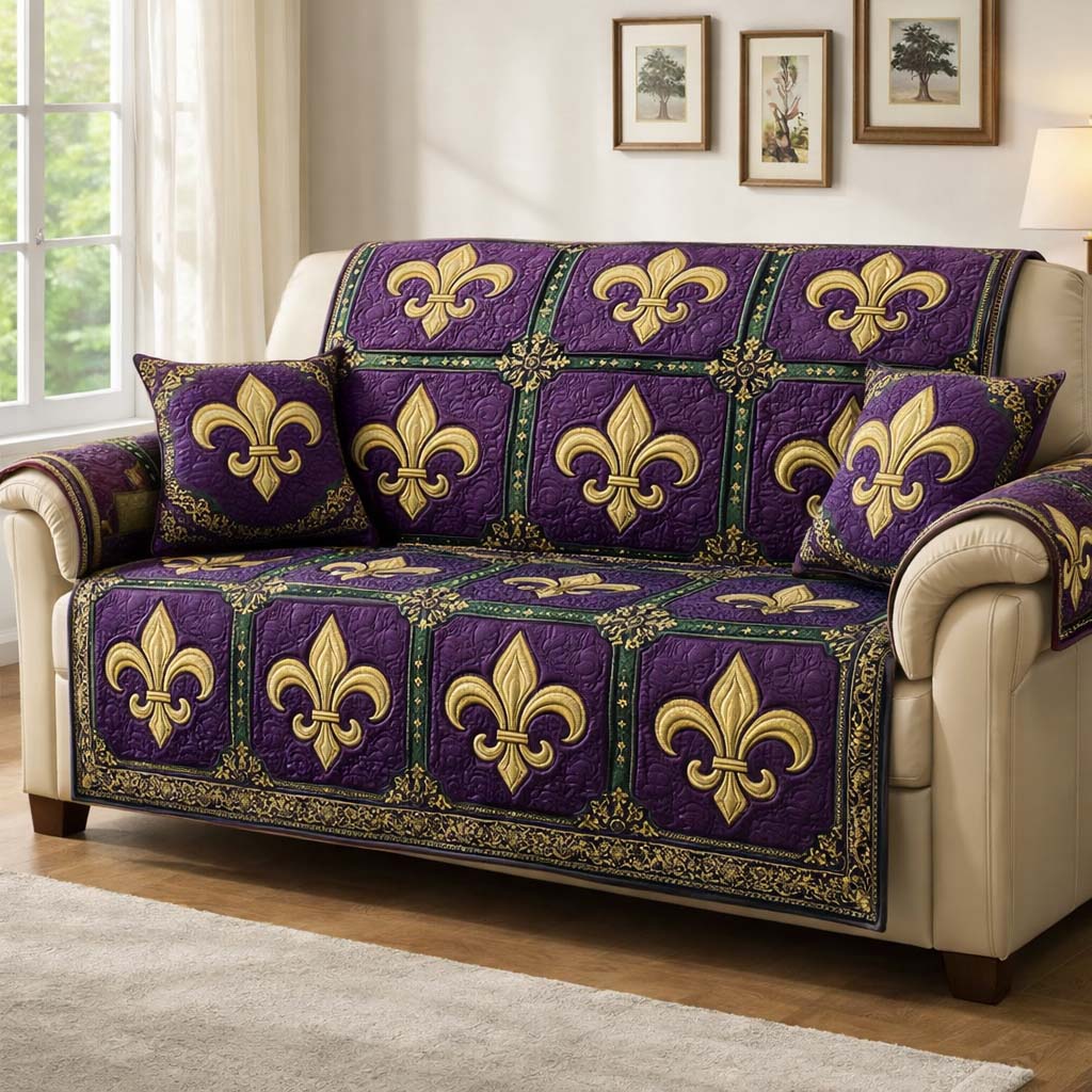 Mardi Gras Quilted Sofa Cover GFTOQA1385