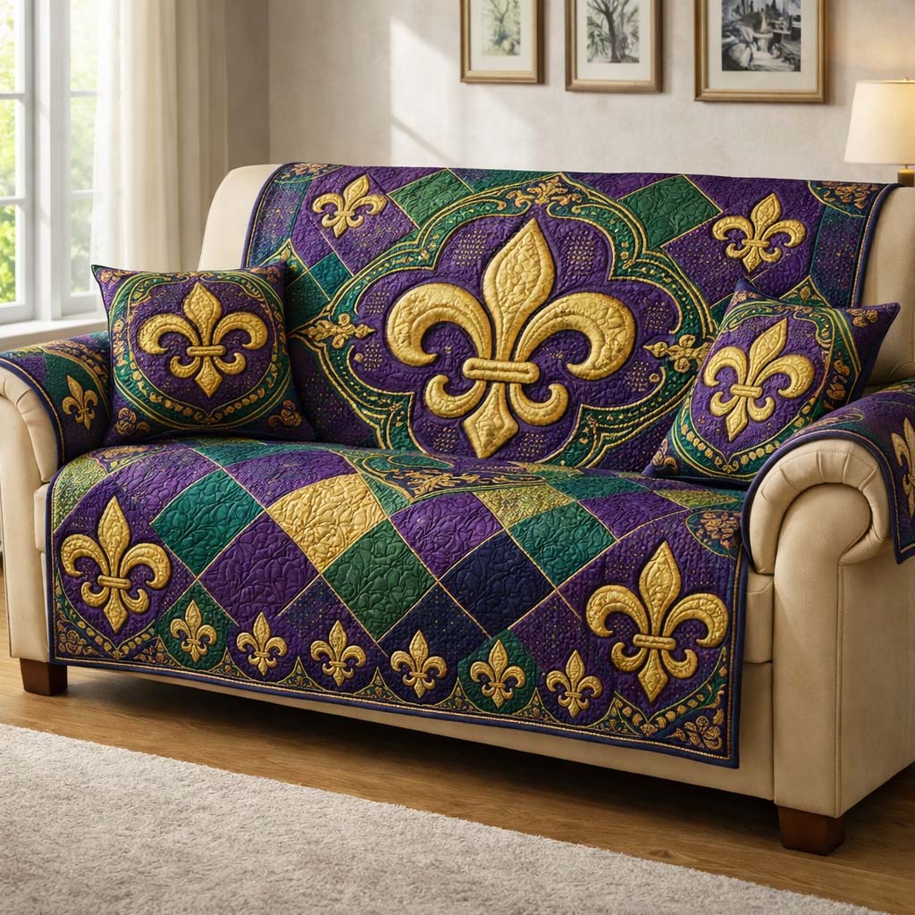 Mardi Gras Quilted Sofa Cover GFTOQA1387