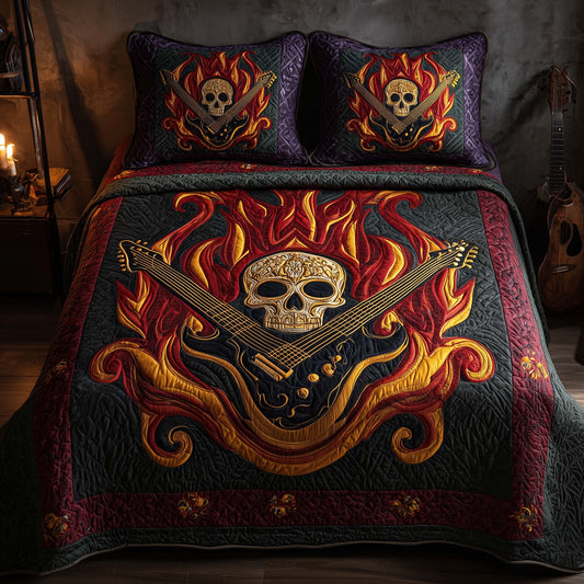 Rock Metal Skull 3-Piece Quilted Bedding Set GFTOQA1446