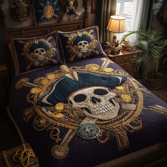 Pirate Skull 3-Piece Quilted Bedding Set GFTOQA1447