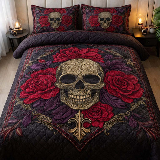 Dark Bloom 3-Piece Quilted Bedding Set GFTOQA1449