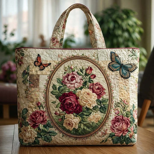 Vintage Rose Quilted Tote Bag GFTOQA1488