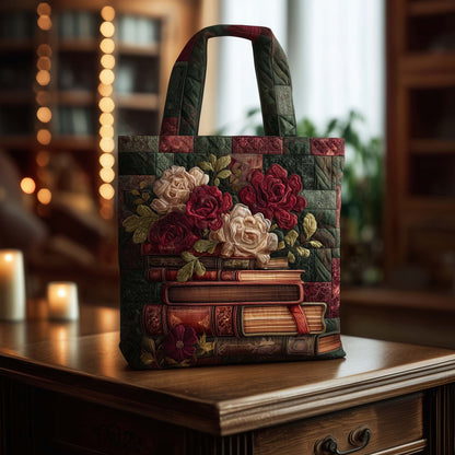 Crimson Library Quilted Tote Bag GFTOQA1491
